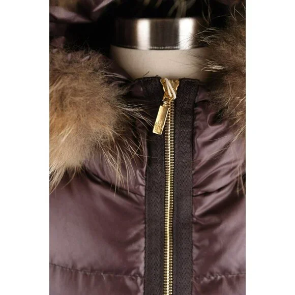 Moncler Belted Down Jacket w/ Fur Hood SZ 1/S Brown MINT